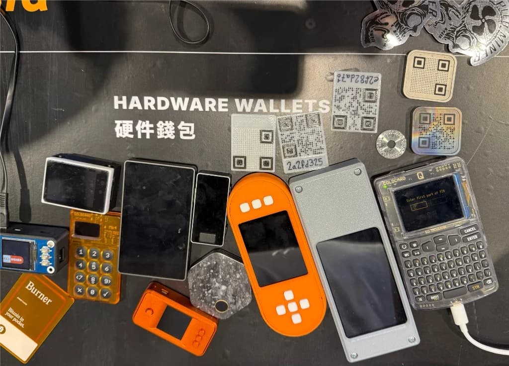 Hardware wallets and demo devices on the Open Source Hub floor
