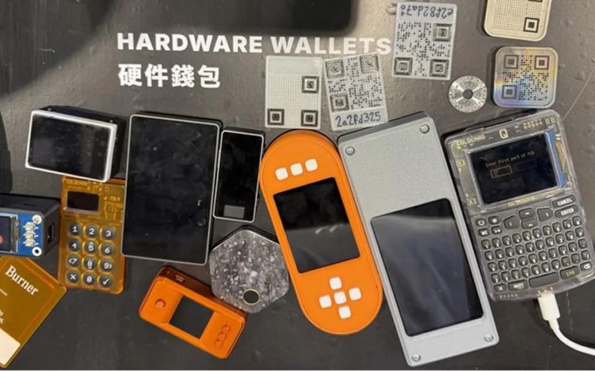 Hardware wallets and demo devices on the Open Source Hub floor